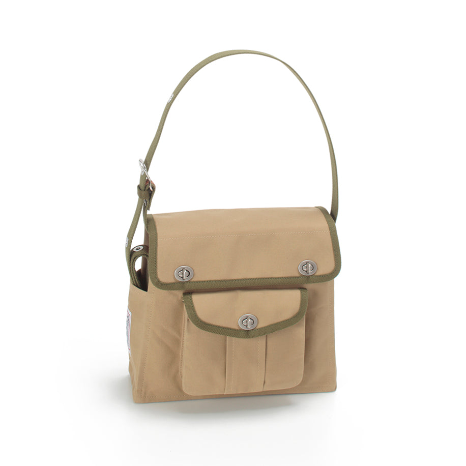 Beige × Olive-green (front), as a handbag